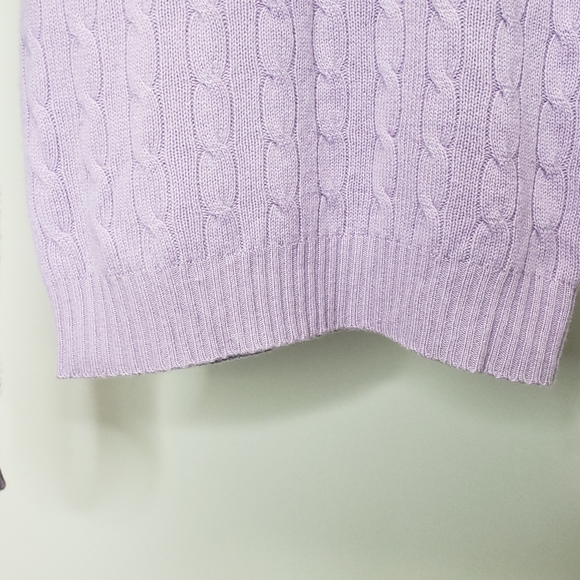 Ralph Lauren Black Label Lavender Cable Knit Cashmere Sweater Size Small - Picture 7 of 10